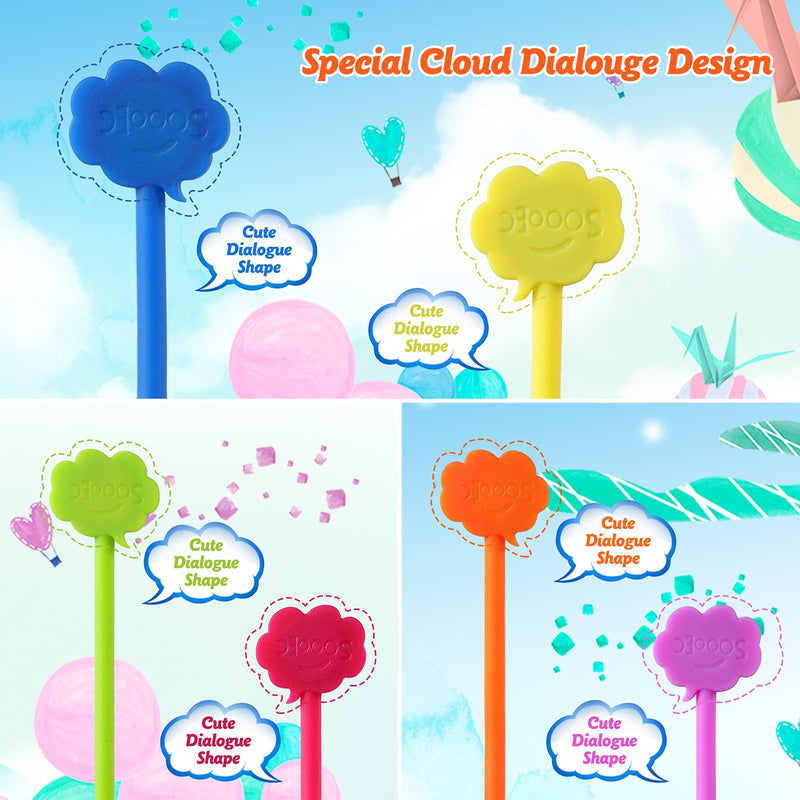 Magnetic Cable Ties, 24 Pack 7.2" Strong Snap on Magnetic Twist Ties Cute Cloud Dialogue Design, Silicone Twist Tie with Magnet Reusable 8 Assorted Colors X3 by SOOOEC