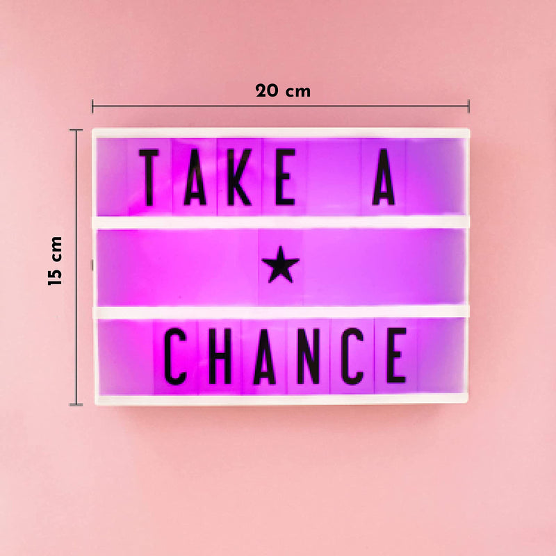 My Cinema Lightbox - RGB Color Changing Cinema Light Box Mini - 100 LED Light Letters and Numbers - Personalized Neon Signs as Novelty Lighting, Your own Light Box Sign, Marquee Light Up Letters Box