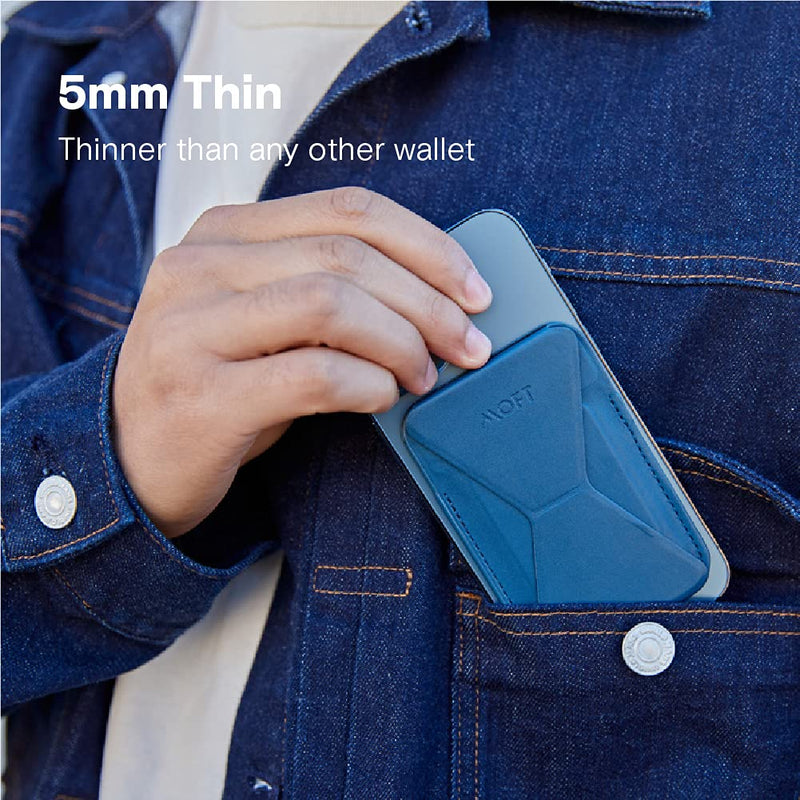 MOFT Reusable Adhesive 4-in-1 Cell Phone Grip, Phone Stand, Card Holder, Adjustable Viewing Angles, Thin Design with Grip to be Held for All iPhone Android Smartphones (Dark Blue) dark blue