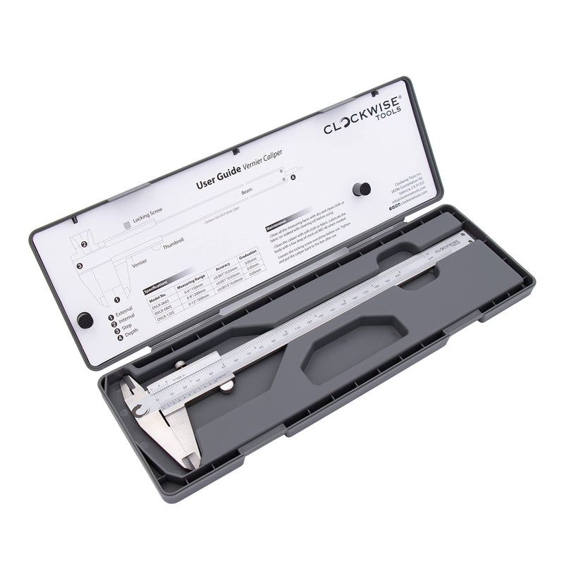 Clockwise Tools DVLR-0805 Vernier Caliper Inch/Metric 0-8 Inch/200 mm Stainless Steel Body Measuring Tool DVLR-0805 8"