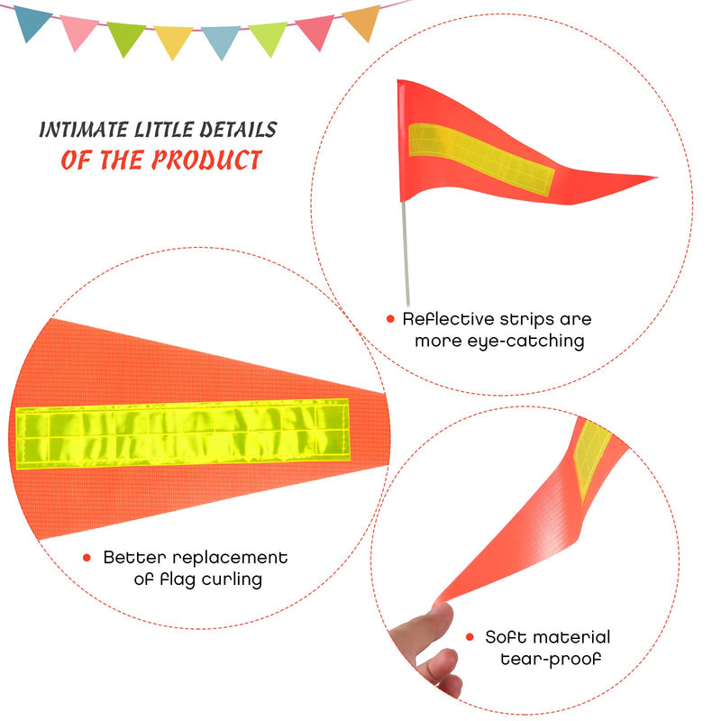 2 Pieces Replacement Safety Flag Pennant High Visibility Bike Safety Flag with Pole Tear-resistant Waterproof Bicycle Safety Flag for Children's Bicycle Electric Car Outdoor Tent (Orange and Yellow) Orange and Yellow