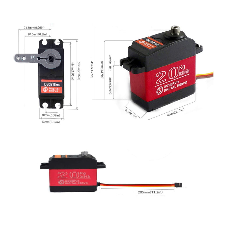 ZOSKAY 1X DS3218 Update servo 20KG Full Metal Gear Digital servo Baja servo Waterproof servo for Baja Cars( Control Angle 270)