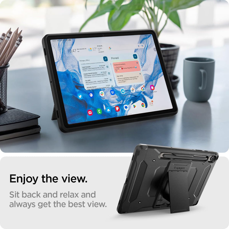 Spigen Tough Armor Pro Designed for Samsung Galaxy Tab S9 Case 11 Inch 2023 (SM-X71) Premium Shockproof Protective Hard Shell Case with Kickstand and S Pen Holder - Black