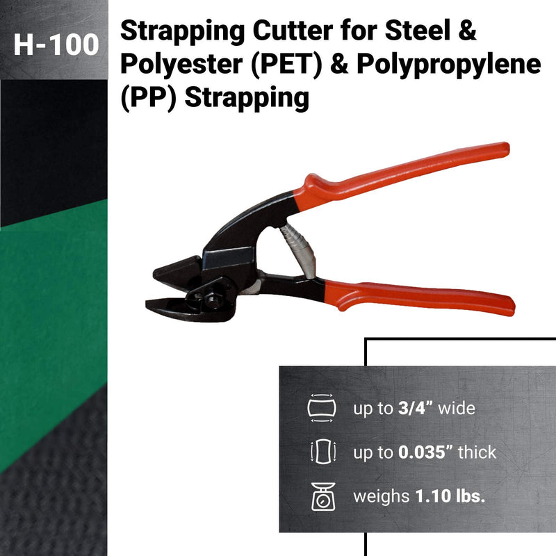 IDL Packaging H-100 Strapping Cutter for Steel & Polyester (PET) & Polypropylene (PP) Banding from 3/8" to 3/4" Width and up to 0.035" Thickness – Regular Duty Strapping Cutter with Ergonomic Handles