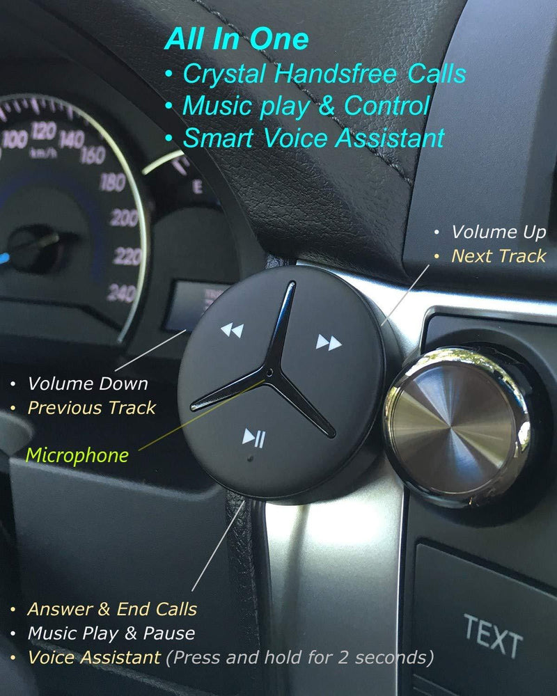 Aston Innovations HiFi Aux Bluetooth Car Kits Music Streaming Handsfree Calls Built in Noise Isolator Bluetooth Adaptor/Bluetooth Receiver for Car SUV Van SoundTek A1+