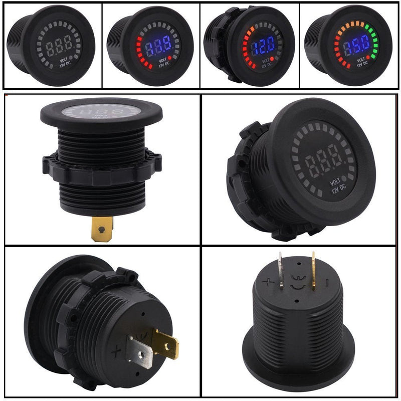KNACRO 12V Color LED DC Digital Display Voltmeter Panel Waterproof Tester Volt Gauge for Car Motorcycle Truck Boat Marine