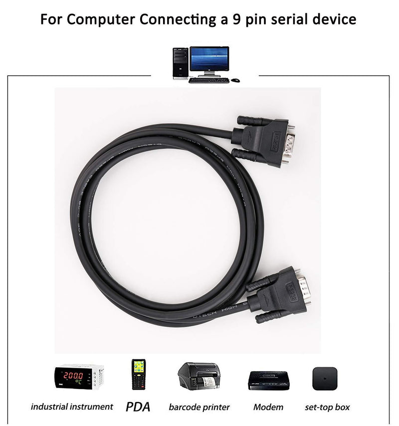 DTECH 10ft DB9 to DB9 RS232 Serial Cable Male to Male Null Modem Cord Cross TX RX line for Data Communication (10 Feet, Black)