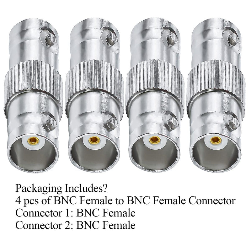 BNC Connector BNC Female to BNC Female Coax Connector TUOLNK BNC RF Coaxial Adapter for CCTV Security Camera Radio Extension Cable 4pcs