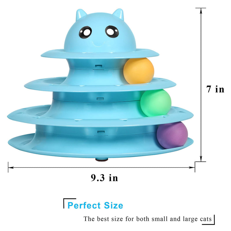 UPSKY Cat Toy Roller 3-Level Turntable Cat Toys Balls with Six Colorful Balls Interactive Kitten Fun Mental Physical Exercise Puzzle Kitten Toys. blue