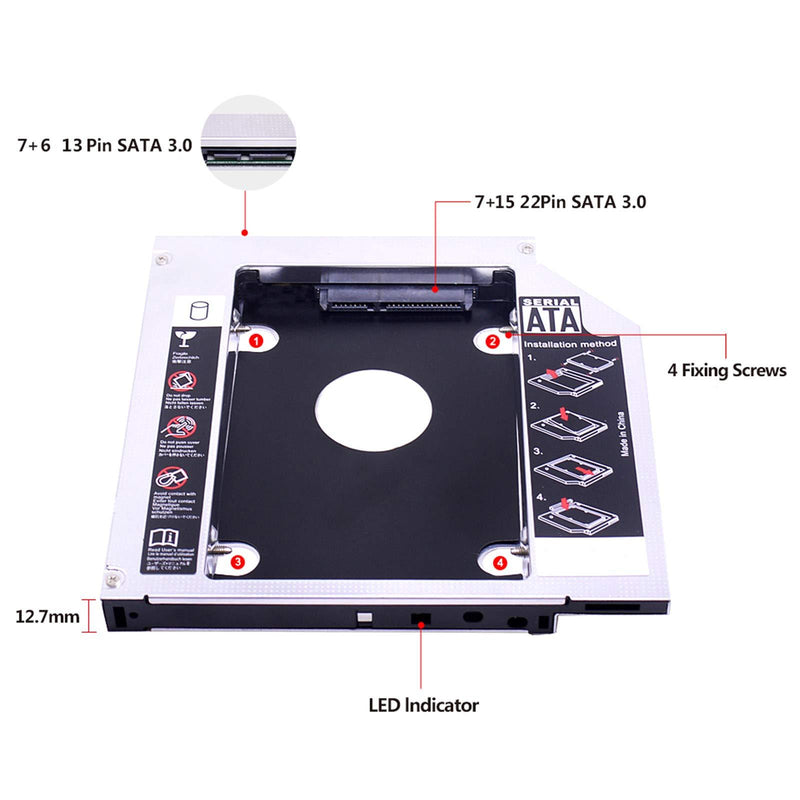 Bfenown Replacement 2nd Hard Drive HDD SSD Caddy for iMac 20 21.5 27 inch 2009 2010 2011 Early Late imac 27 2010 12.7mm