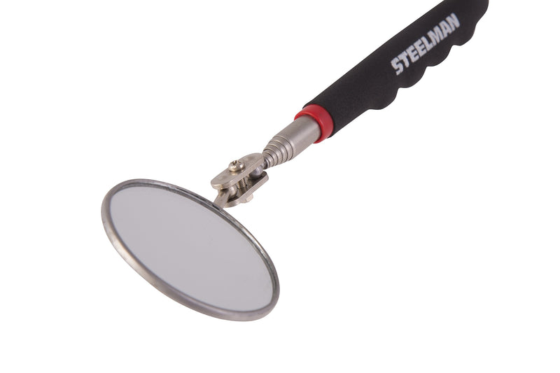 Steelman 36-Inch Telescoping Auto Inspection Mirror, Durable Steel, Articulating 2.25-Inch Round Mirror, Contoured Grip 36 inches