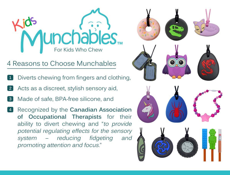 Munchables Hamsa Hand Sensory Chew Necklace - Sensory Chewable Jewelry for Adults, Teens and Kids (Gold) Gold