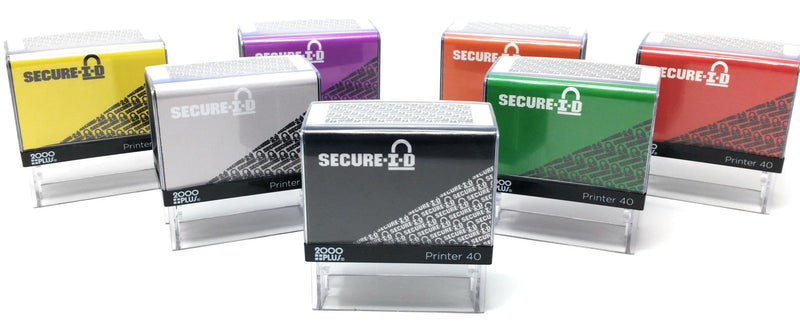 SECURE ID, Identity Theft Security Stamp - Block Out Your Confidential Information, Standard Size 7/8" x 2-3/8", Purple Case