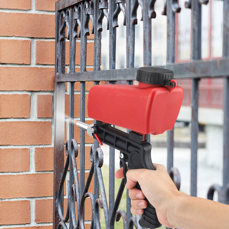 Pneumatic Sandblaster Portable Handheld Small Sandblasting Machine Multifunctional Sandblasting Gun Pneumatic Sandblasting Gun for Remove Paint Stains Rust Clean Surfaces (Red) Red