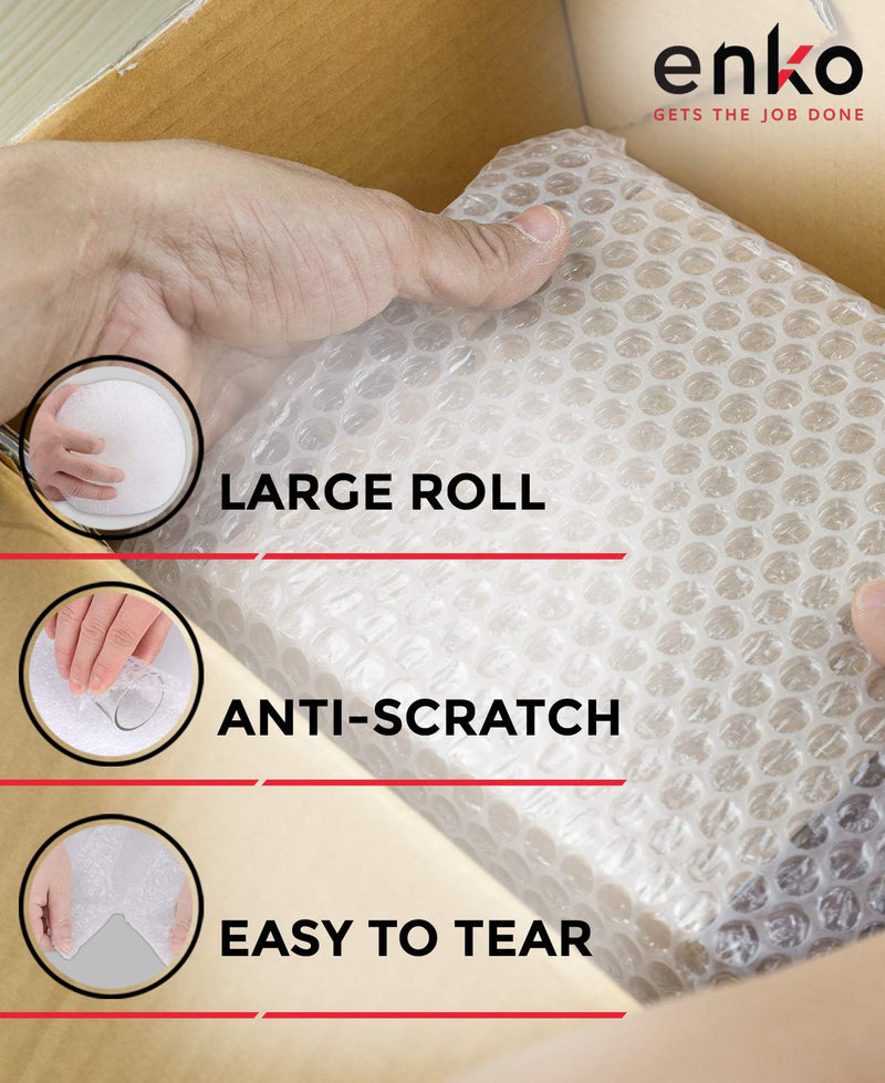 enKo (2 Pack) 12 inch x 72 feet Bubble Cushioning Wrap Roll Perforated 20 Fragile Sticker Labels for Moving Shipping Packing Boxes Supplies 2 Rolls: 12 in x 72 ft