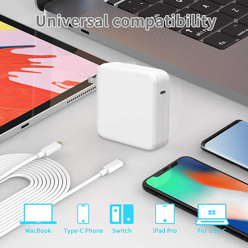 HitGuns Replacement Mac Book Pro Charger, 87W USB C Power Adapter Compatible with 13/15 Inch After 2016, for Mac Book Air After 2018, Works with USB C 87W 61W 30W 29W, Include Charge Cable（6.6Ft）