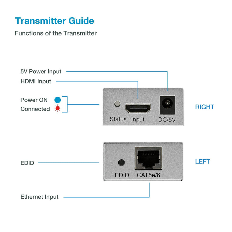 Expert Connect | 4K 330ft HDMI Extender Over Cat5e / Cat6 / Cat7 Ethernet Cable, 1080p, 3D 4K@30Hz - 330ft