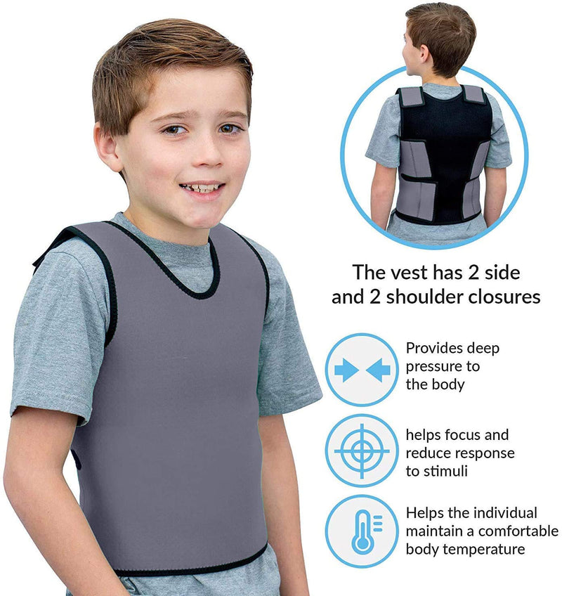Special Supplies Sensory Compression Vest Deep Pressure Comfort for Autism, Hyperactivity, Mood Processing Disorders, Breathable, Form-Fitting, Kids and Adults (Gray, X-Small 14x24 inches) Gray X-Small (Pack of 1)