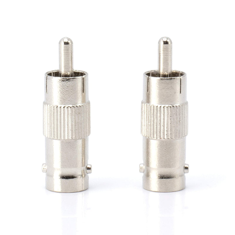 RCA and BNC Coaxial Adapter - BNC Female to RCA Male Connector, Adapter, Coupler, and Converter - for RG11, RG6, RG59, RG58, SDI, HD SDI, CCTV - 4 Pack Silver RCA Male