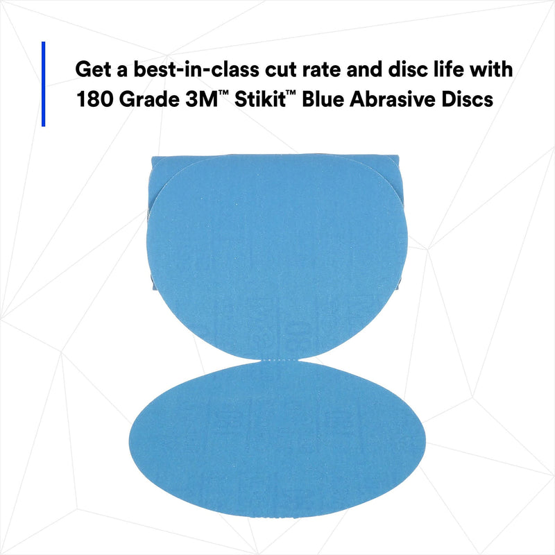 3M Stikit Blue Abrasive Disc Roll 36206, No Hole, Body Repair, Featheredging, 180 Grade, 6 in, 100 Discs/Roll