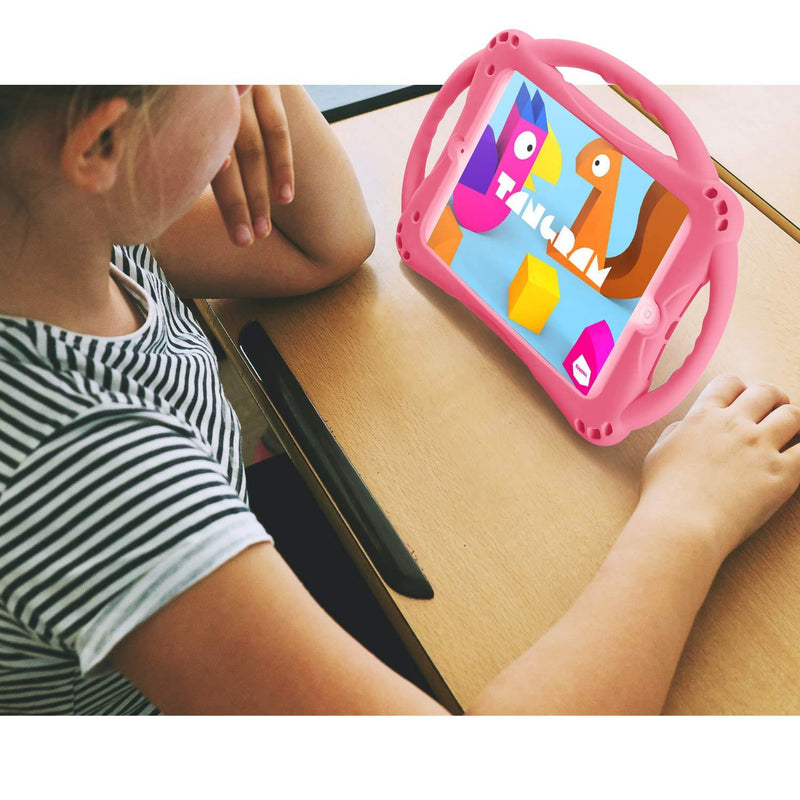 TopEsct Kids Case for iPad Mini 5 4 3 2 1,Silicone Childproof for All Kinds of iPad Mini, Built-in Handle Stand, Comes with a Strap. (Pink) Pink