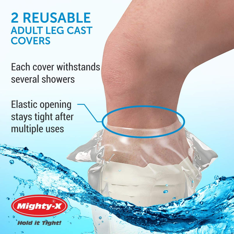 100% Waterproof Cast Cover Leg - 【Watertight Seal】 - Reusable 2 pk Cast Protector for Shower Leg Adult Knee, Ankle, Foot - Half Leg Covers