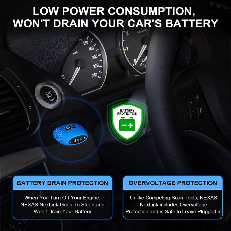 NEXAS Bluetooth 5.0 OBD2 Scanner Code Reader for iPhone Android Windows, Car Diagnostic Scanner Check Engine Light Smog Check Scan Tool for Vehicles After 1996 and for Motorcycles Specially