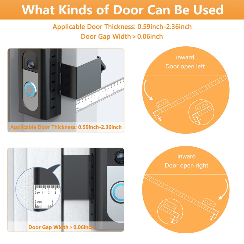 QIBOX Anti-Theft Video Doorbell Mount Compatible with Video Doorbell 4/3/3 Plus/2/1/(2020 Release), Adjustable No-Drill Mounting Bracket Wedge Adapter Holder Accessories for Home Rentals Office Room Black
