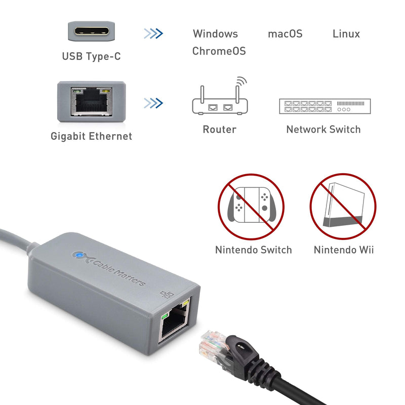 [Works with Chromebook Certified] Cable Matters USB C to Gigabit Ethernet Adapter