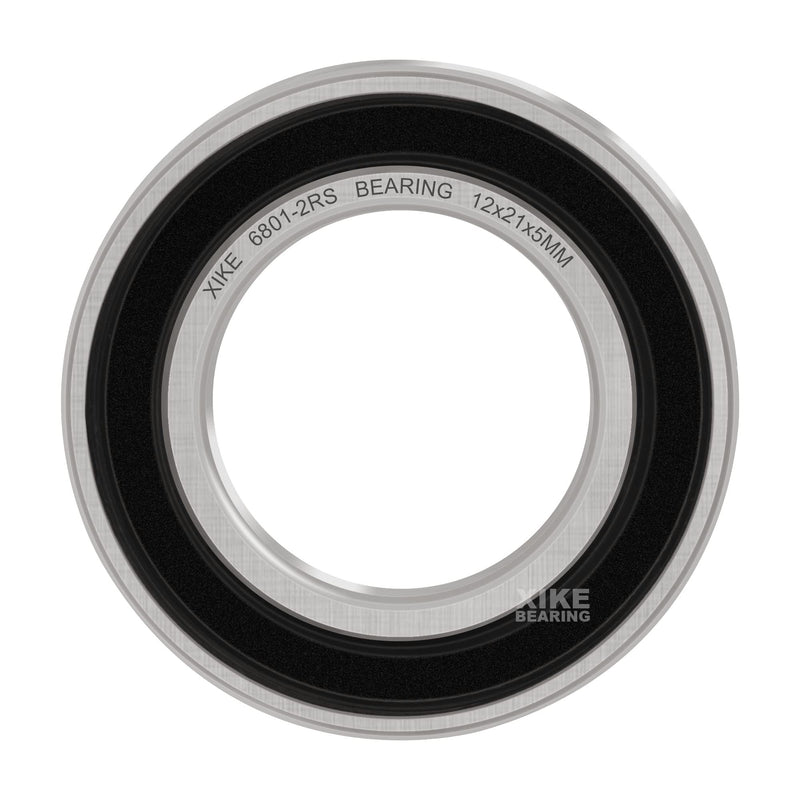 XIKE 10 Pcs 6801-2RS Bearings 12x21x5mm, Double Rubber Seals and Pre-Lubricated, Deep Groove Ball Bearing. 6801-2RS 12x21x5mm