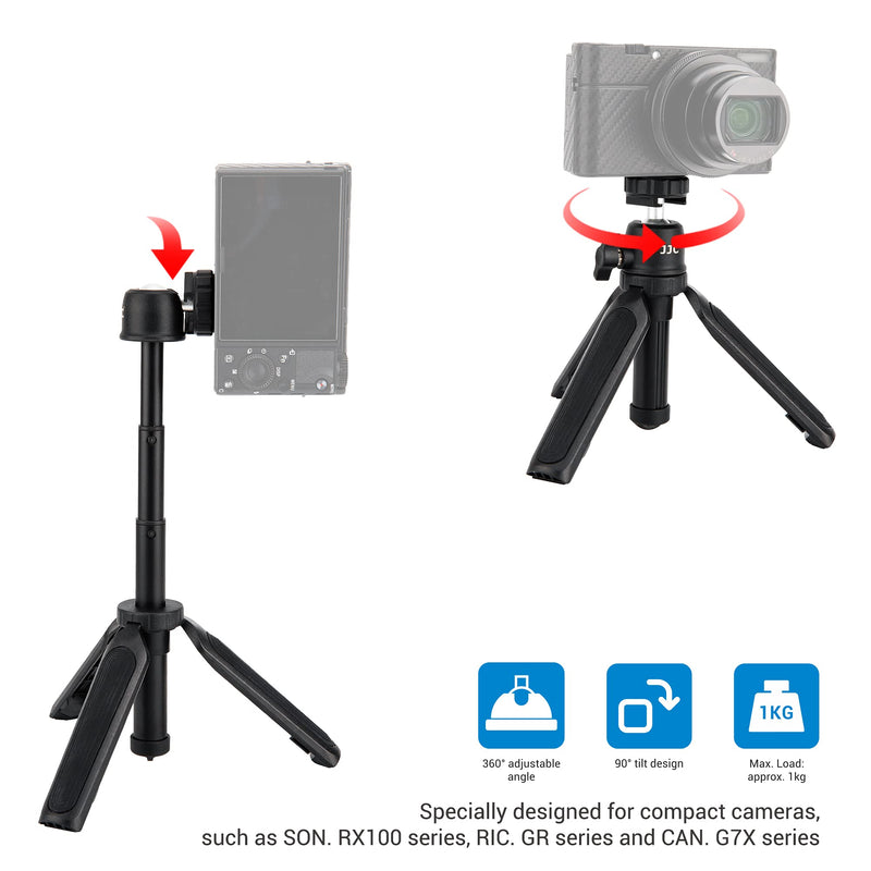 JJC 2 in 1 Selfie Stick Extension Pole and Extendable Mini Tripod for Sony ZV-E10 ZV-1 RX100 VII A6000 A6100 A6300 A6400 A7C Canon EOS M50 M6 Mark II G7X Mark III II Panasonic G100 GX85 G7 G9 & More Extendable Mini Tripod & Selfie Stick