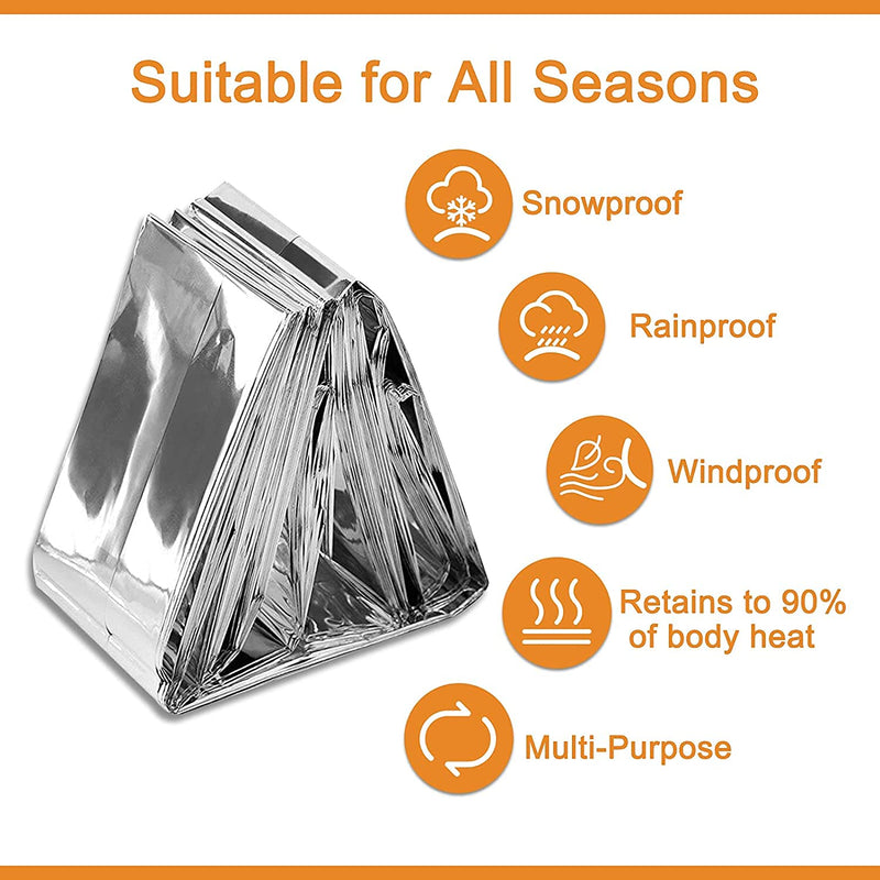 ANCwear Emergency Blankets Pack-12,Foil Mylar Thermal Blankets Space Blanket 52"x82" for Outdoors,Hiking,Survival,or First Aid 6_silver