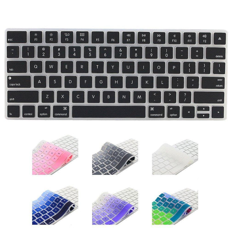 JIFF 2 in 1 Bundle - Silicone Soft Skin Protector Covers for Apple Magic Keyboard (MLA22LL/A) with US Layout and MAC Apple Magic Mouse (Black) Black