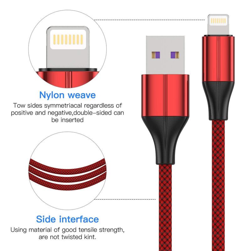 iPhone Charger Cable [MFi Certified] ，(3 Pack 10 Foot) Nylon Braided Lightning Cable, iPhone Charging Cord USB Cable Compatible with iPhone 11/Pro/X/Xs Max/XR/8 Plus /7 Plus/6/ iPad （Red） Red 10ft
