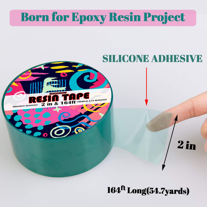 Resin Tape for Epoxy Resin Molding,Booshow Silicone Adhesive Tape, 2 inch Wide 164 Feet Long Traceless Craft Tape for Making River Tables Hollow Frame Bezels Epoxy Resin Craft Pendant