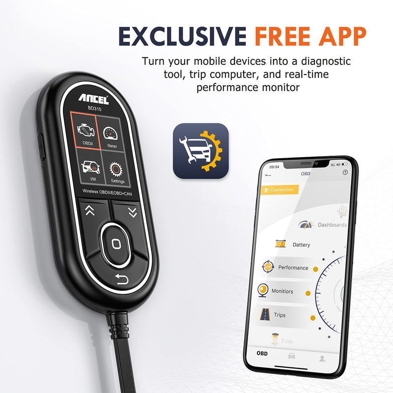 ANCEL BD310 2 in 1 Diagnostic OBD2 Scanner Code Reader Automotive Trip Computer Car Health Monitor & Real-time Performance Monitor