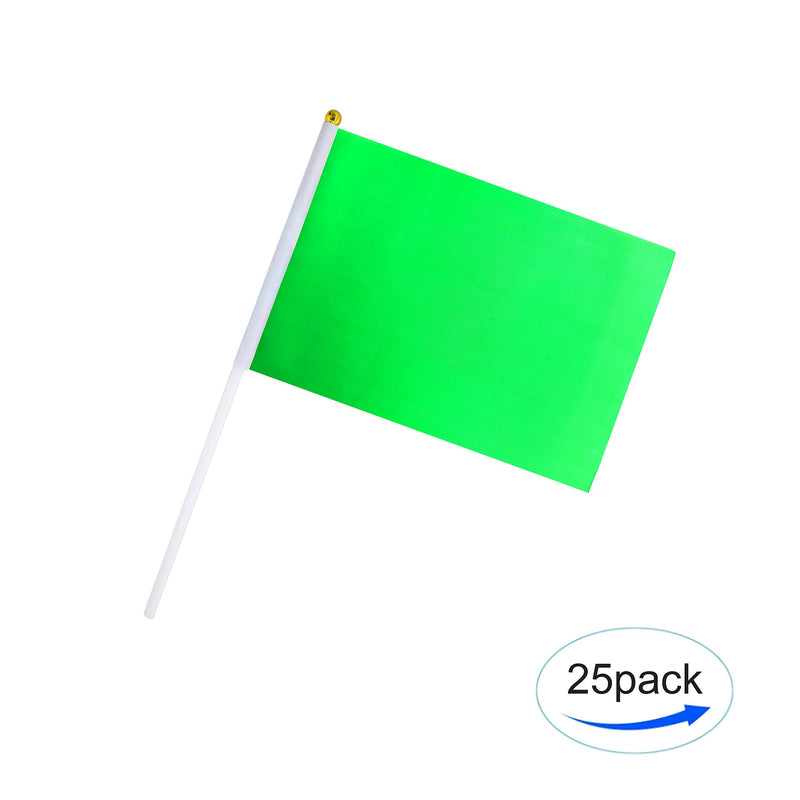 Consummate 25 Pack Solid Green Flag Small Mini Plain Green DIY Flags On Stick,Party Decorations for Parades,Grand Opening,Kids Birthday,Party Events Celebration