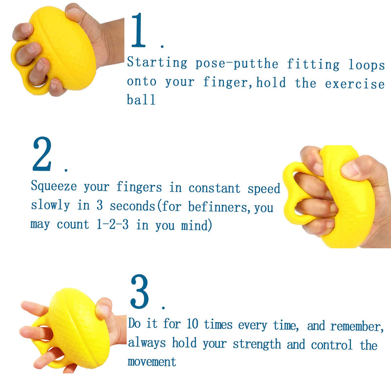 Finger Ball Exerciser Grip Ball Strength Squeeze Stress Balls for Hand, Finger Grip Strengthening Exercise for Hand