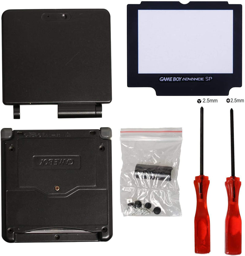 Timorn Full Parts Housing Shell Pack Replacement for GBA SP Gameboy Advance SP (Black Pack) Black Pack