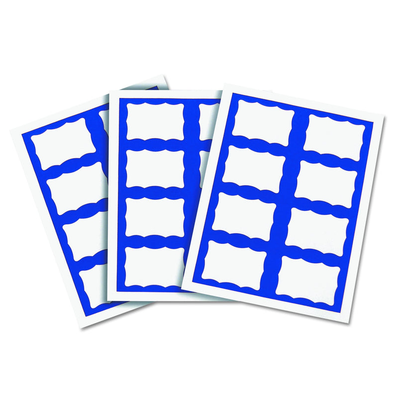 C-Line Pressure Sensitive Inkjet/Laser Printer Name Badges, Blue Border, 3.38 x 2.33 Inches, 200 Labels per Box (92365)