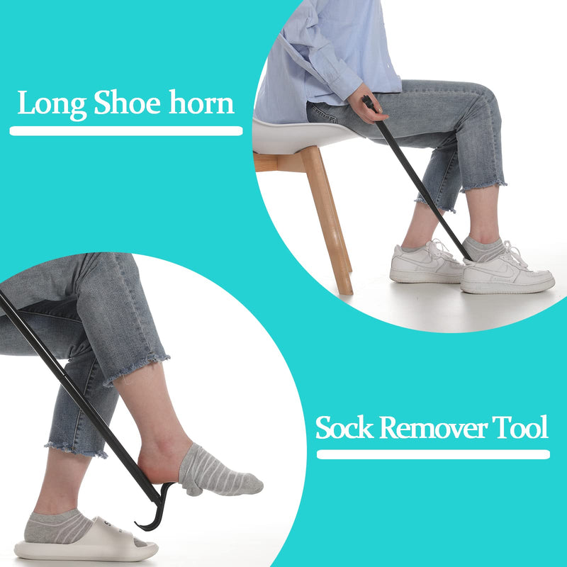 Fanwer Shoe horn Long handle for Seniors - 33.5" Long Dressing Stick, Sock Remover Tool, Stable, Not easy to break, Adjustable, for Disabled, Knee & Hip Replacements and Back Problems People