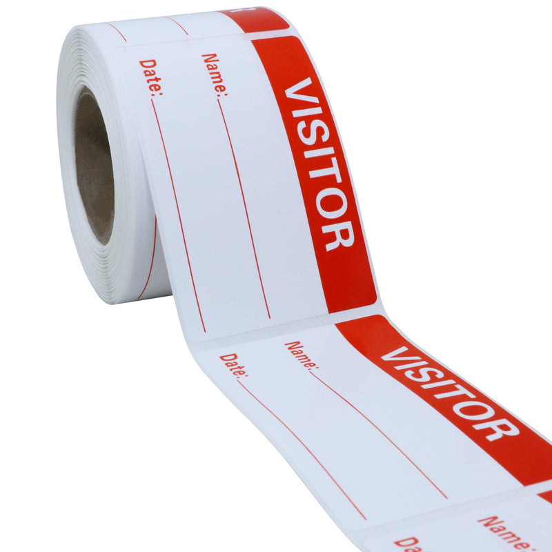 Hybsk Visitor Pass Red Visitor Identification Labels 2x3 inch Stickers 300 Labels Per Roll (Red)