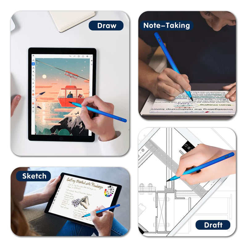 Stylus Pencil for iPad 9th Generation, Active Pen with Palm Rejection Compatible with (2018-2021) Apple iPad 9th 8th 7th Gen/iPad Pro 11 & 12.9 inches/iPad Air 4th Gen/iPad Mini 6th Gen (Cyan) Cyan