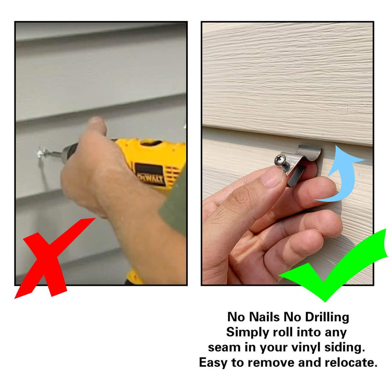 (10 Pack) Vinyl Siding Clips Hooks No-Hole Needed Outdoor Siding Screws Hanger for Mount Home Security Camera 10 Pack