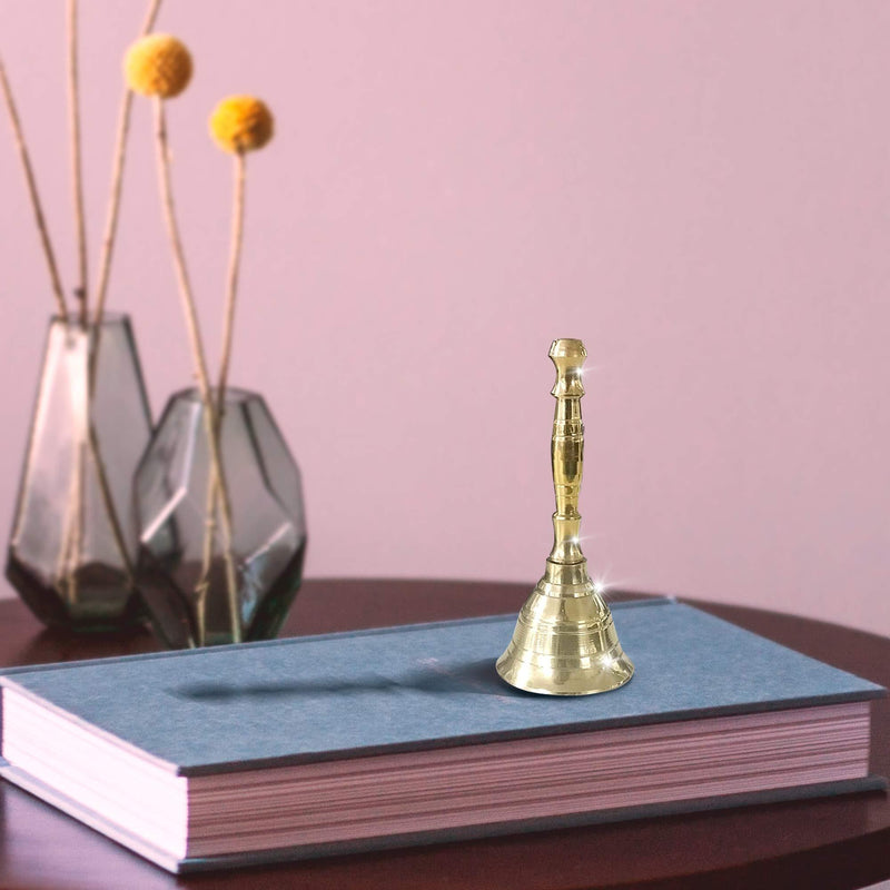 Shubhkart Solid Brass Hand Bell- Puja Ghanti for Wedding Events Decoration, Food Line, Alarm, Jingles, Service Bell(Small)