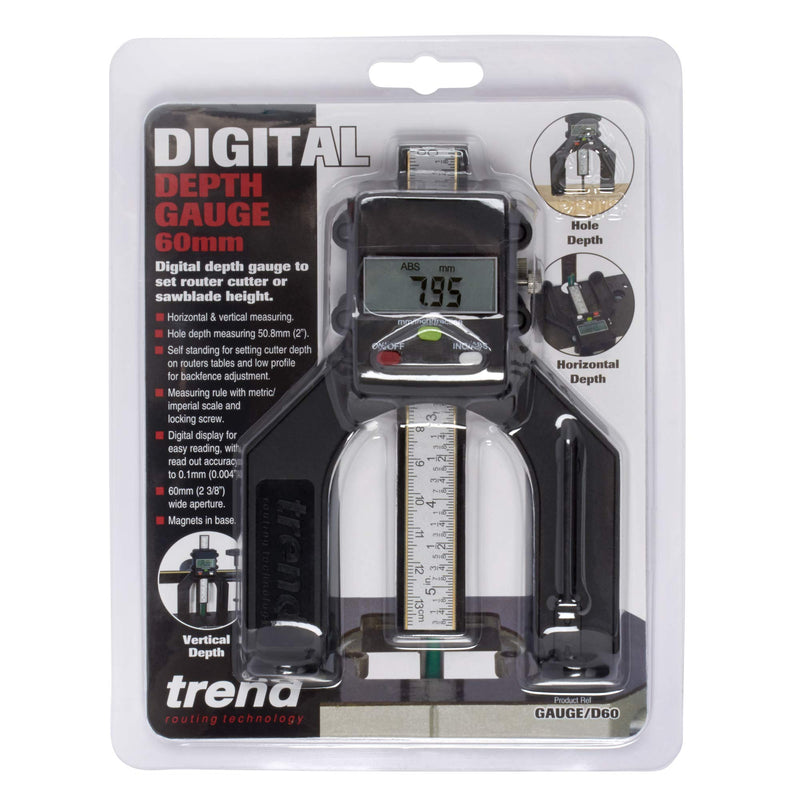 Trend GAUGE/D60 Digital Depth Gauge with 60mm Jaw Opening for Setting Rebates and Grooves