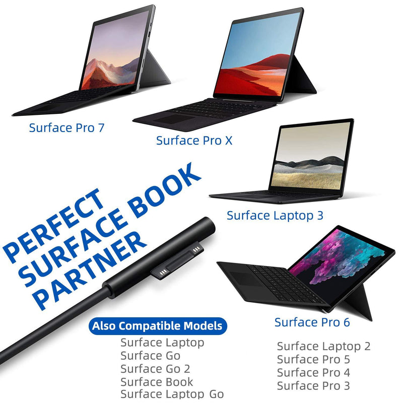 Surface Pro Charger Surface Pro 6 Charger, 65W Charger [Updated Version] Compatible with Surface Pro X/Pro 7/Pro 6/Pro 5/Pro 4/Pro 3, Surface Laptop Go/3/2/1, Surface Book, Surface Go 2/1