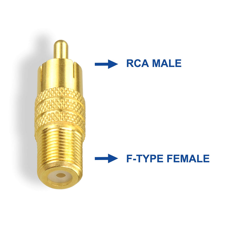 VCE F-Type Female to RCA Male Coaxial Cable Audio Adapter Gold Plated Connector, 2-Pack