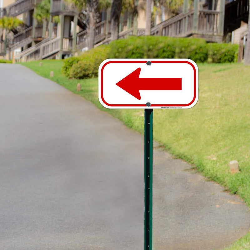 Left Side Red Arrow Sign, 6x12 Inches, Rust Free .040 Aluminum, Fade Resistant, Made in USA by Sigo Signs