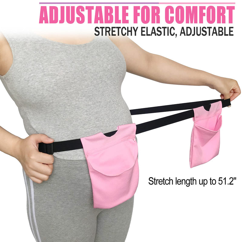 Mastectomy Drainage Holder with Shower Lanyard, Quick Dry Pockets Adjustable for Post Surgery JP Drains Management, Diep Reconstruction/explant Surgery/Tummy Tuck, Pink Dwaist+showerlanyard